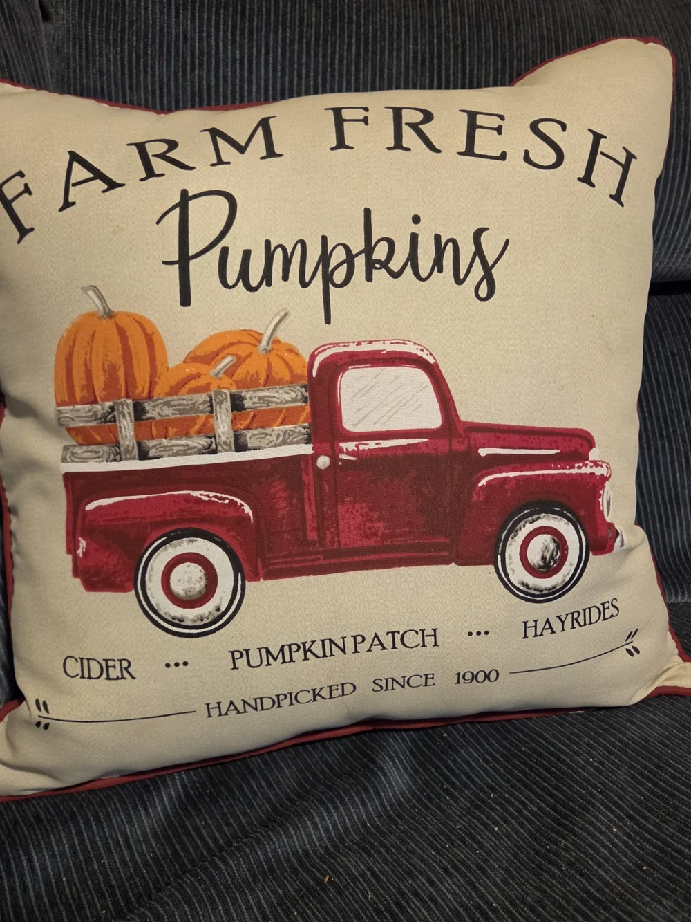 Farm Fresh Pumpkins Decorative Pillow - Red Truck
